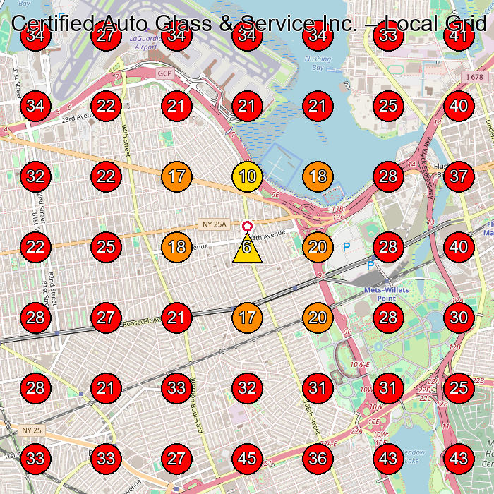Certified Auto Glass & Service Inc. GeoGrid visibility map for Auto Glass Shop in Bronx